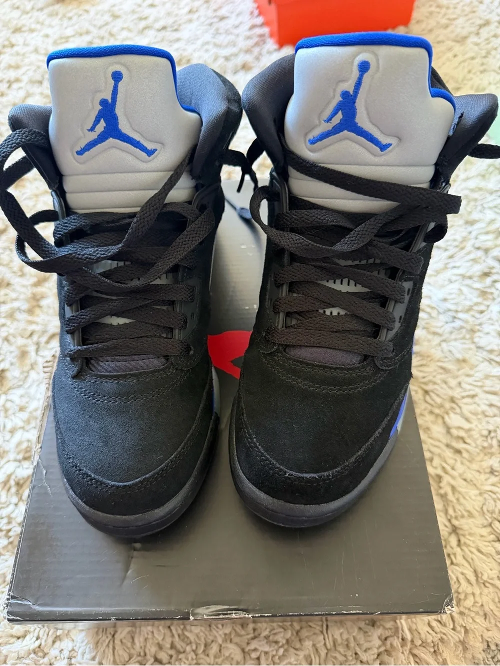 Size 6.5 Jordan 5’s Kids Black and Blue